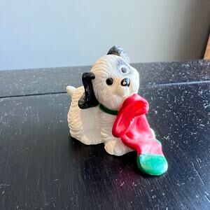Vintage Hallmark 1987 Merry Miniatures Puppy Dog With Stocking